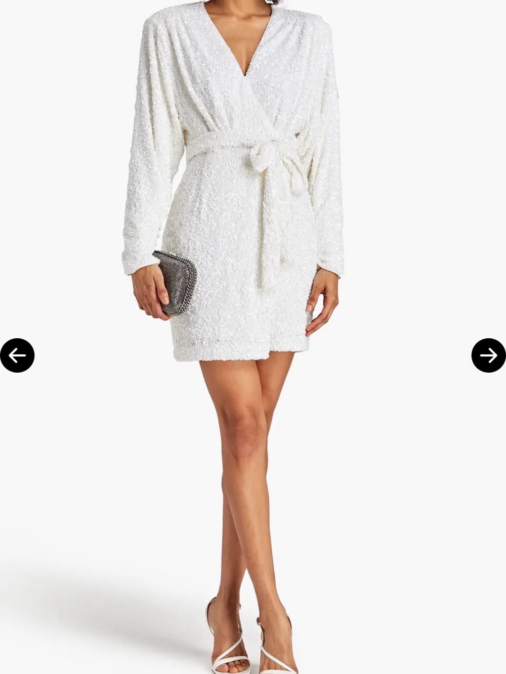 Size 40 Rotate Birger Christensen wrap dress white sequin bridal